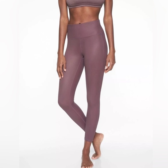 Athleta Pants - Athleta High Rise Shine Chaturanga Tight Desert Plum Size Medium Petite